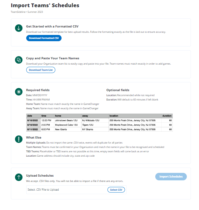 GameChanger Touchpoints Support